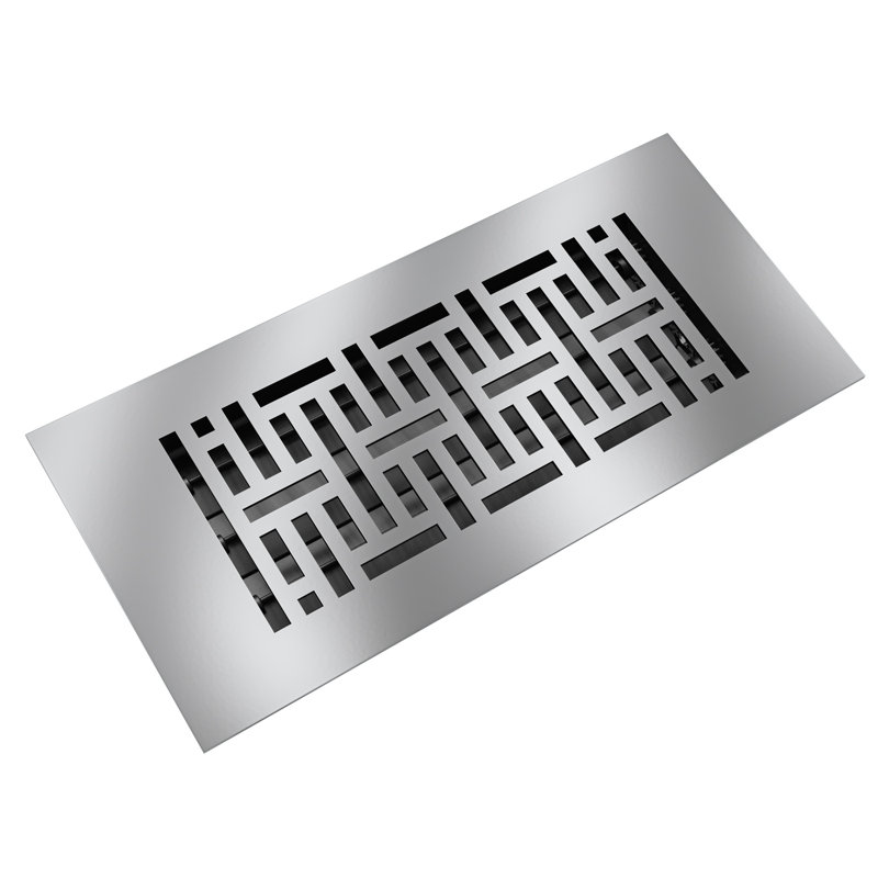 Couvre-plancher en acier à profil bas Reggio registre 4x10 - motif tissé - avec persienne, Argent