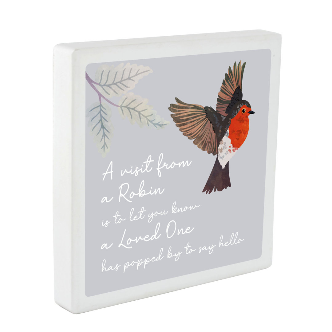 A Visit Festive Robin Christmas Ceramic Block Alondo Animals Decorative Slates