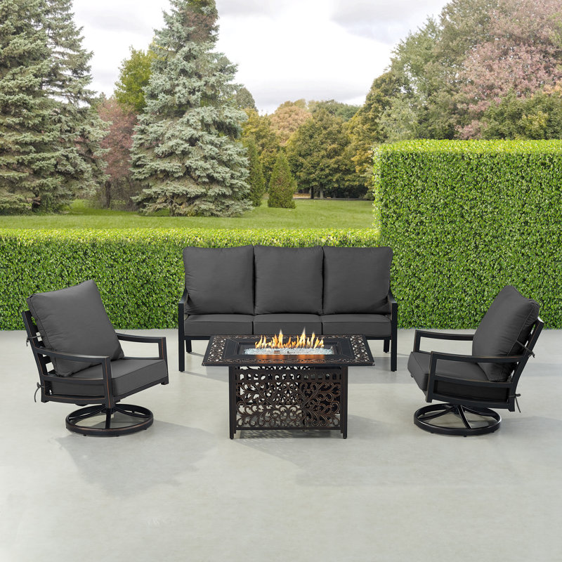 Febres Outdoor 4 - Piece Conversation Set, Black