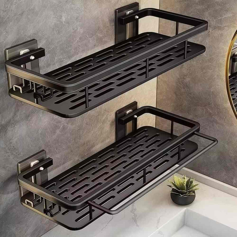 Self Adhesive Shower Caddy Organizer 2-Pack No-Drill Storage,Black