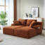 Double méridienne compressible orange avec porte-gobelets, aucun assemblage requis, canapé-lit moelleux moderne pour la lecture à l'intérieur de la chambre à coucher, rembourrage à ressorts, durabilité en tissu de velours côtelé