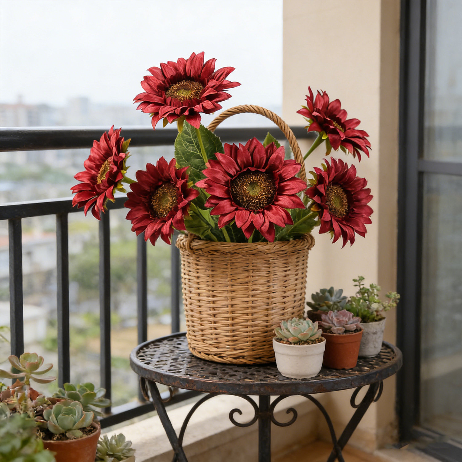 Primrue 10pcs Sunflowers Fake Flowers Bouquet Vase Filler with Stem ...