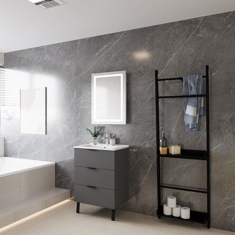 60mm Single Bathroom Vanity with Integrated Ceramic Basin, Grey
