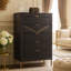 Commode haute Semy, stratifié marbre gris anthracite, or