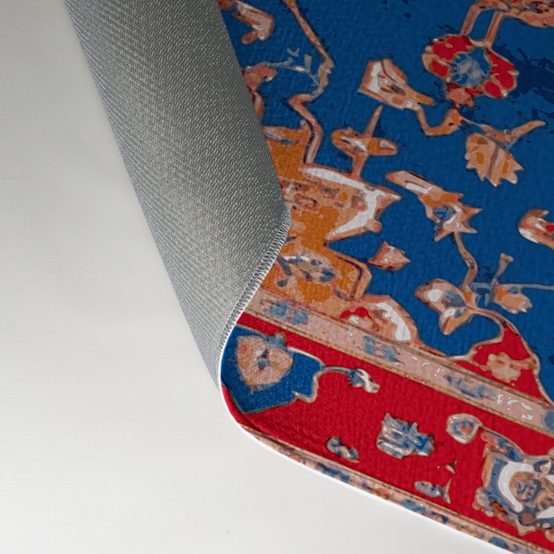 Tapis bleu intérieur et extérieur Tabriz, Rectangulaire 3 pi x 5 pi