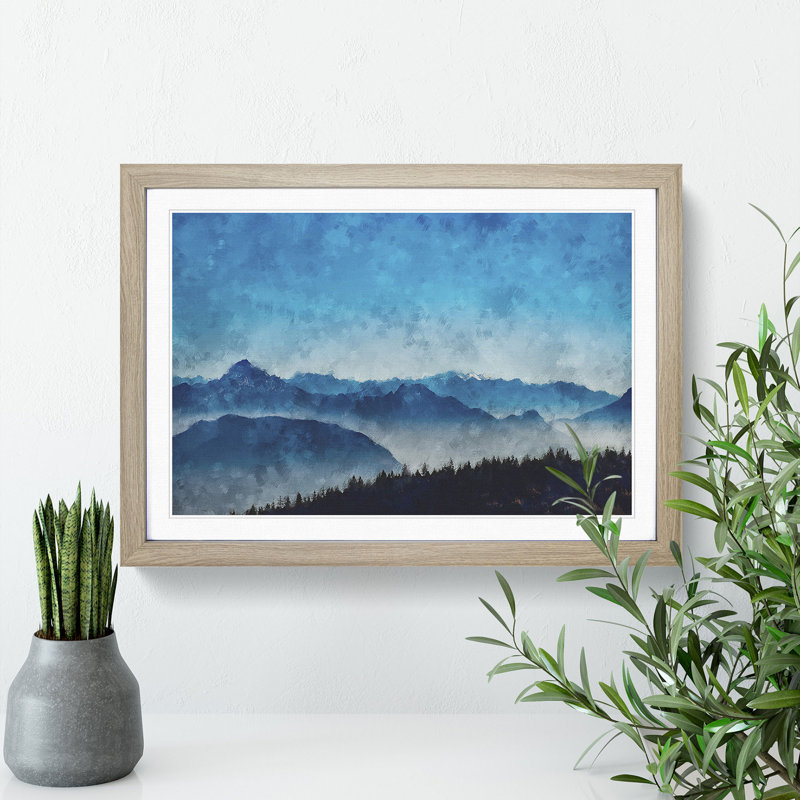 Fog Between the Mountains - Framed Print, Oak Framed, 45cm H x 63cm W x 2cm D