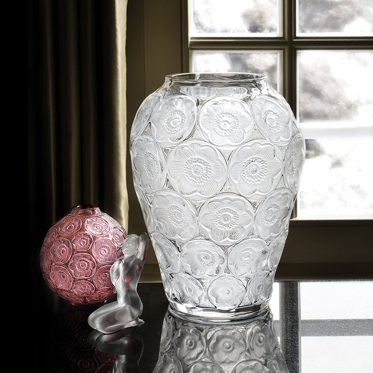 Anemone Handmade Crystal Table Vase, Gold Luster