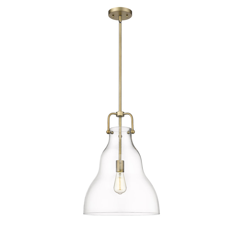 Luminaire suspendu sphère 1 lumière Fumiko, Laiton brossé, DEL, Transparent