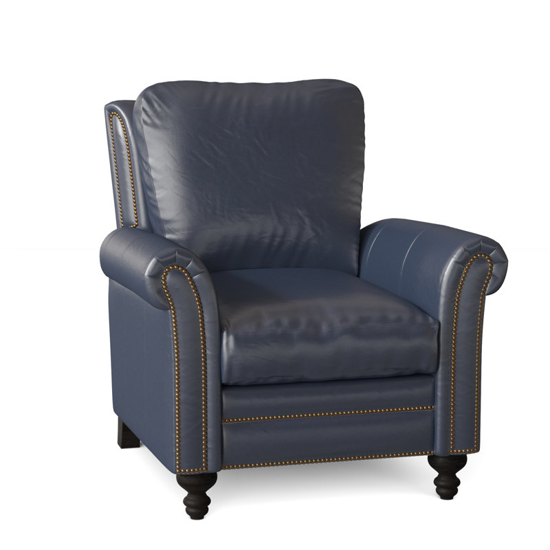 Richardson Recliner, Aline Light Gray Stonewash Genuine Leather, Cobblestone, French Natural