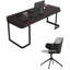 Bureau 55,12 po rectangulaire brun foncé en acier au carbone, 3 tiroirs-798536329