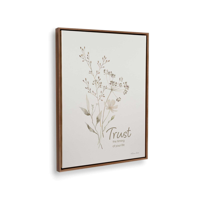 «Trust the Timing» par Susan Ball, reproduction d'art, L 12 po x H 16 po, Brun, Toile avec cadre
