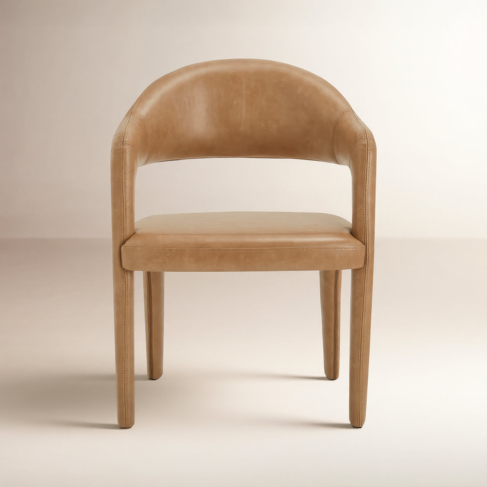 Waymon Genuine Leather Side Chair, Brown