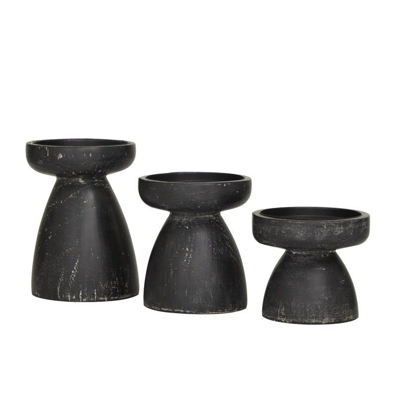 Ensemble de chandeliers de table en bois 3 pièces, Noir