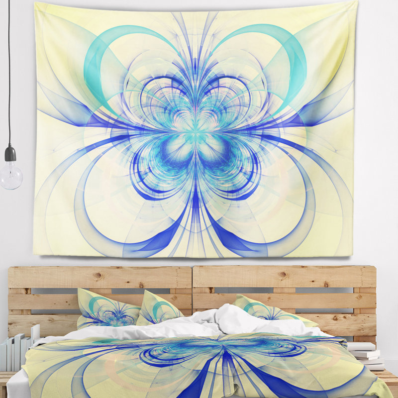 Tapisserie florale bleue à motif floral, H 32 po x l 39 po
