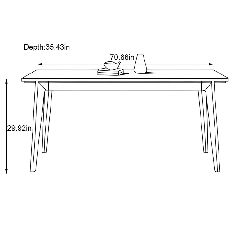 Rectangular dining table made of ash wood,  29.92" H x 70.86" W x 35.43" D