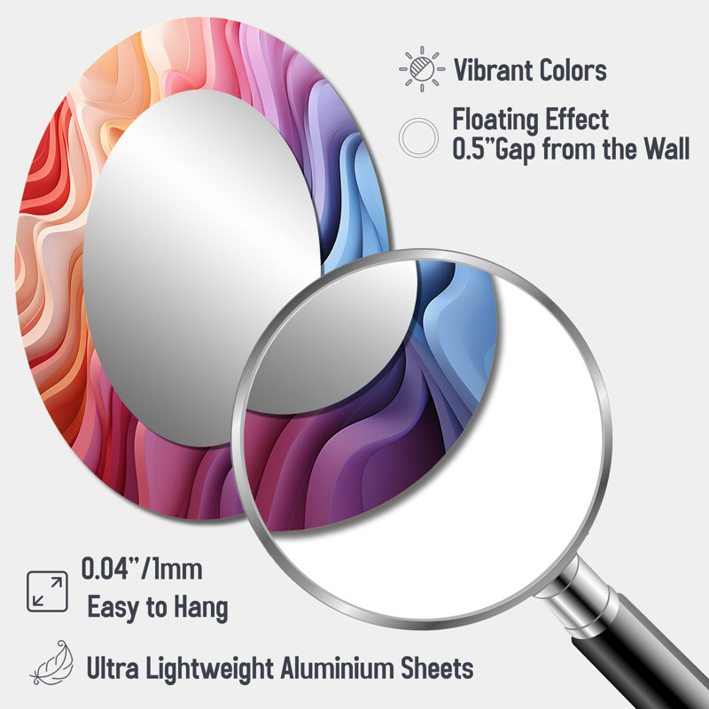 Multicolor Op Art Illusory Depth I - Multi-Color Oval Wall Mirror Decor, 40" H x 30" W