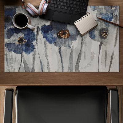Blue blurry flowers - 14.00"x24.25" Desk mat
