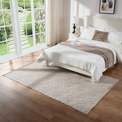 Machine Washable Geometric Shapes Area Rug - Soft Carpet With Non-slip Backing For Living Room, Bedroom, Office