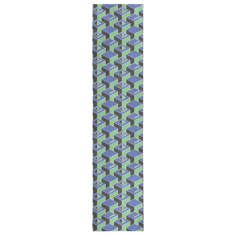 Chemin de table Classic Skyscrapers, 16 po x 90 po, Bleu / vert