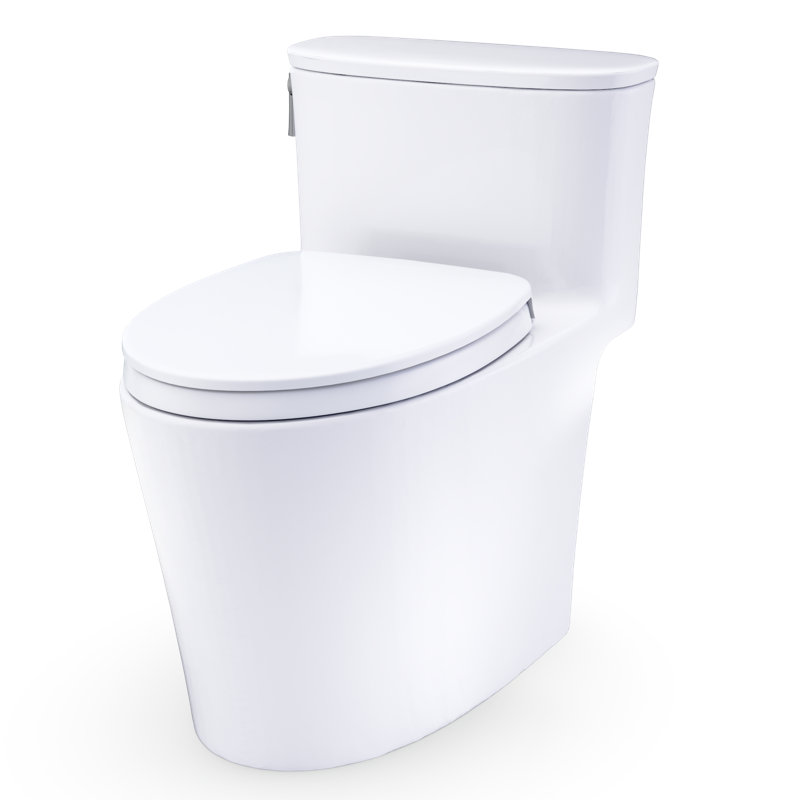 TOTO Aurora 1G One-Piece Elongated 1.0 GPF WASHLET+ and Auto Flush Ready Universal Height Toilet with CEFIONTECT and SS124 SoftClose Seat, Cotton White - MS686124CUFG#01