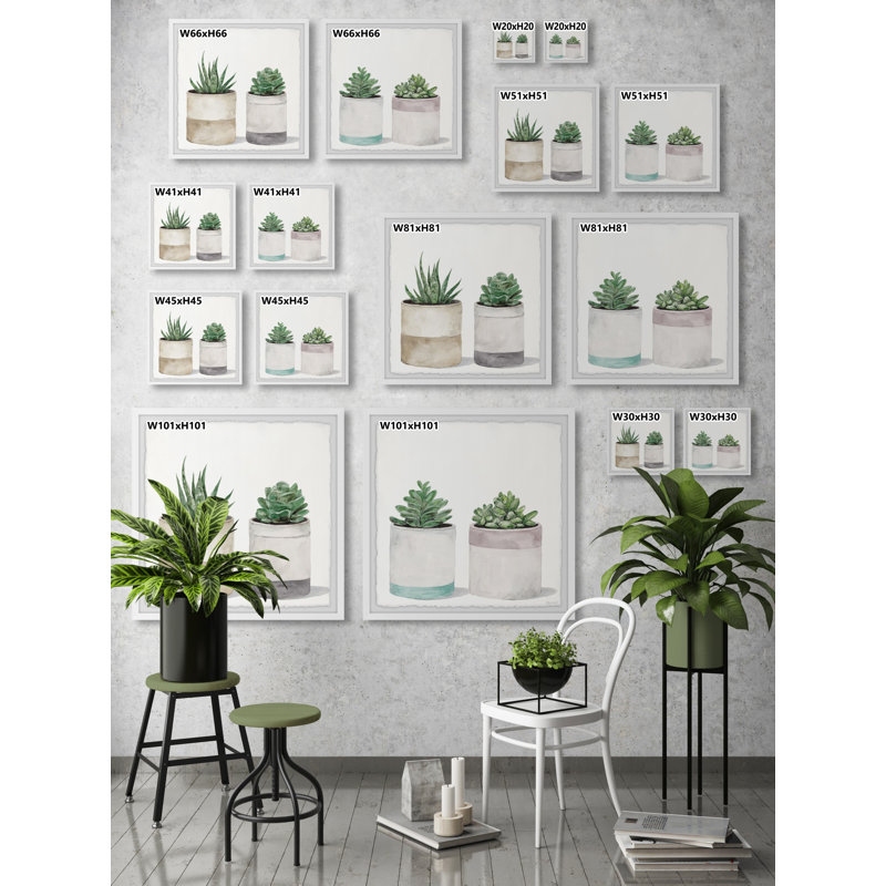 Fleshy Succulent Leaves by Marmont Hill - 2 Piece Single Picture Frame Painting Set, 45" H x 45" W x 3.81" D