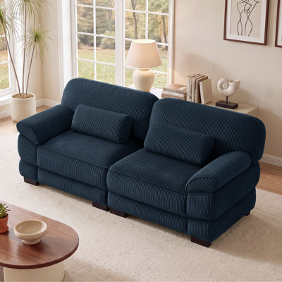 76.4 Inch Loveseat, Cloud Couch, Modular Sectional Couch, 2-Seater sofa, Comfy Thick Seat Cushions, Corduroy Fabric,Green for Living Room Bedroom & Apartment