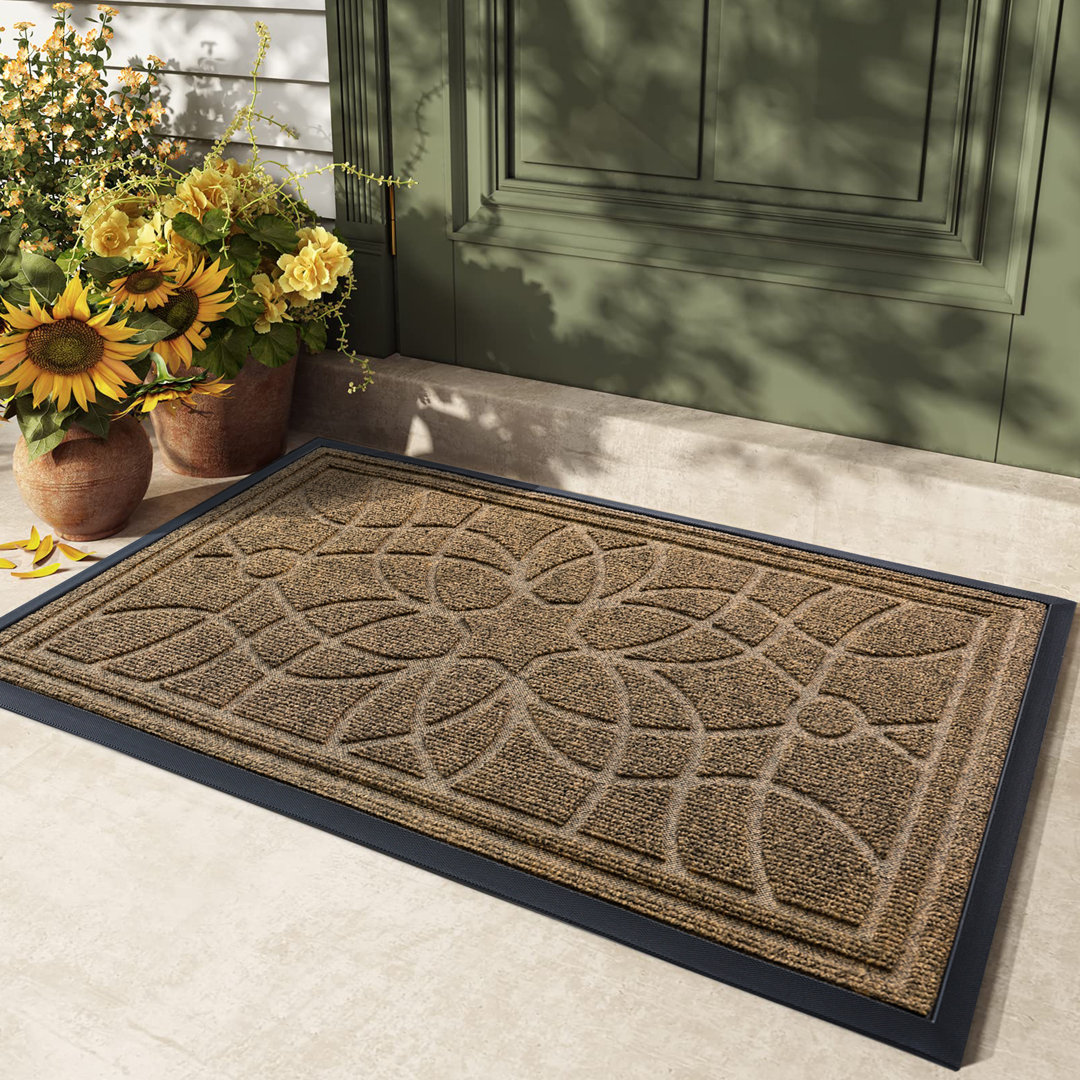 Soamy Floral Outdoor Indoor Washable Non-Slip Entrance Doormat Arlmont & Co.