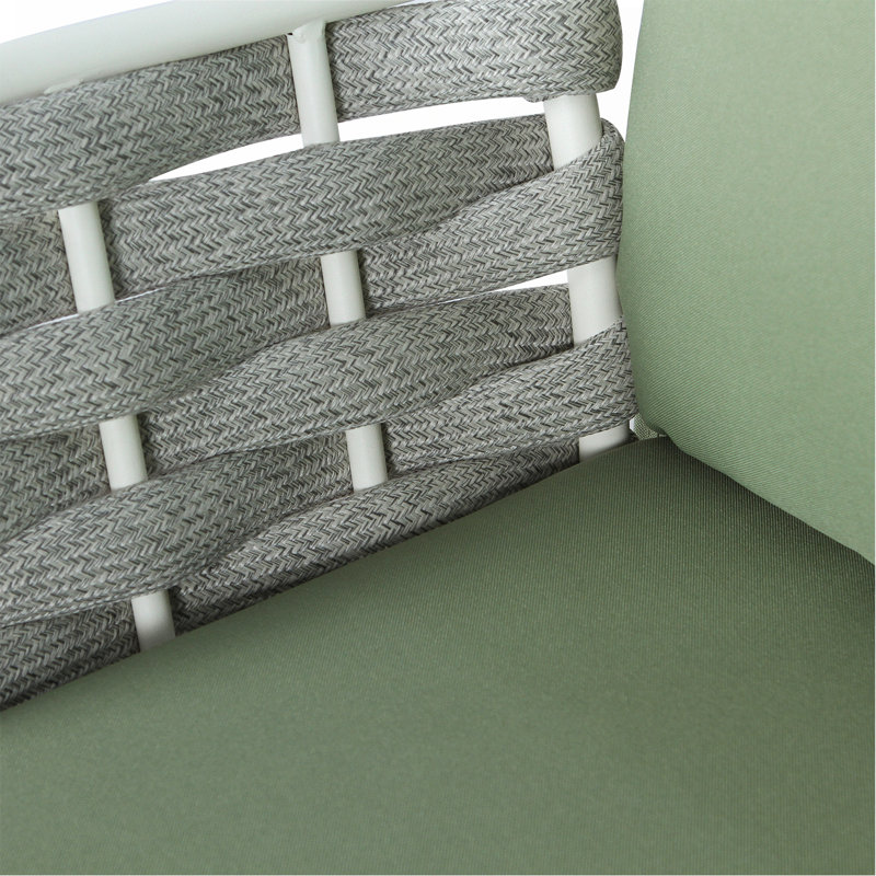Causeuse et table en acier, blanc cassé et vert, Blanc cassé / Gris, Vert