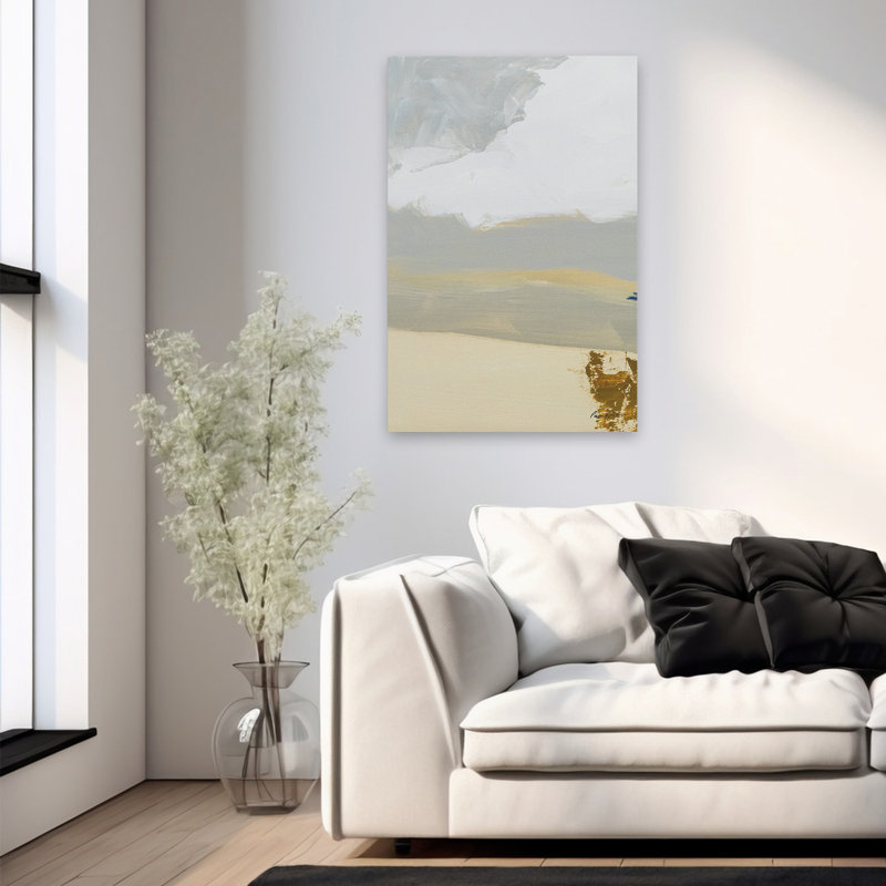 Sables II - nuages abstraits bleu-brun, H 36 po x l 24 po