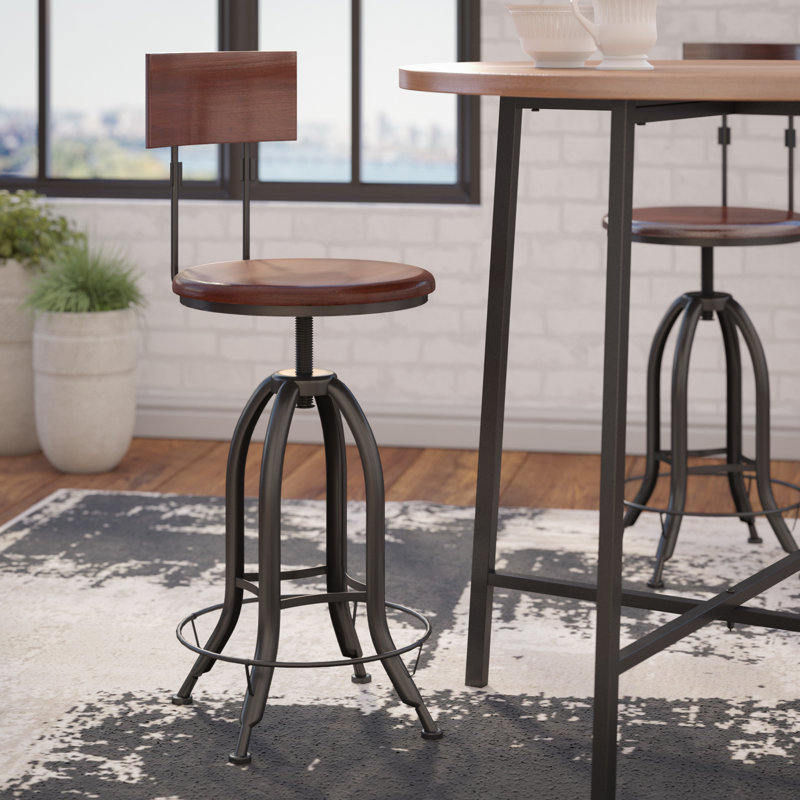 Tabouret de bar rotatif à hauteur ajustable 15 po Rustic Black