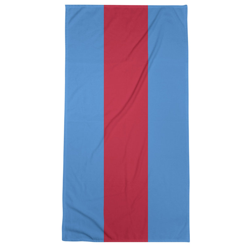 Cotton Blend Beach Towel, Light Blue/Red
