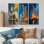 Orange et bleu Energy Power Plant I - Collection de grandes impressions sur toile industrielle bleue