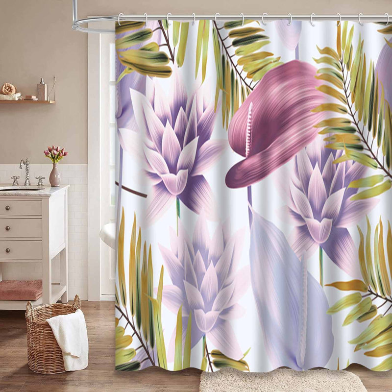Fleurs tropicales colorées, feuilles, qualité, mode, fraîcheur, unique avec 12 crochets, L 72 po x l 72 po