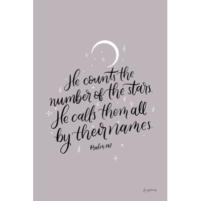 He Counts The Stars Crop' by Becky Thorns - Typography Print