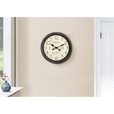 Clocks, 16" Round, Wall Clock, Antique Brown, Transitional