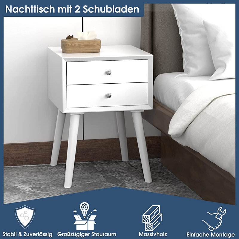 Olton End Table, White, White
