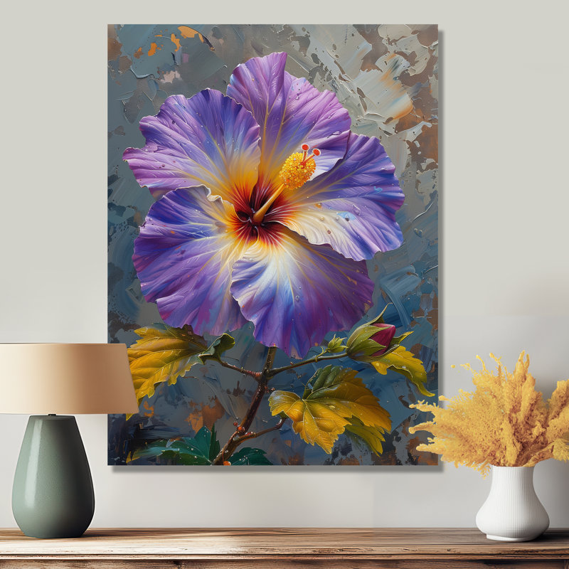 Hibiscus mauve, beauté royale - Hibiscus, art mural, Métal métal, H 40 po x l 30 po x P 1,5 po
