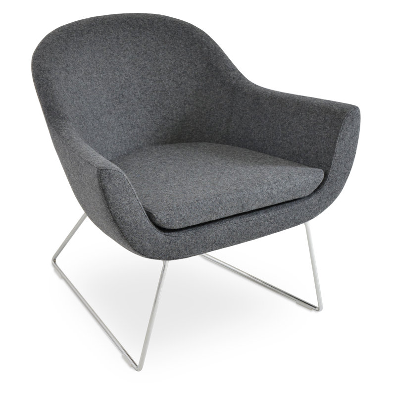 Fauteuil Madison, Chrome, Laine gris foncé