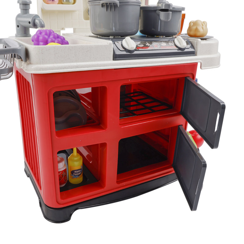 Toddler Pretend Play Toy Kitchen Set With Realistic Light & Sound