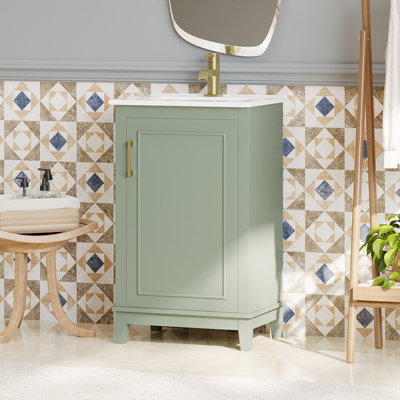 Meuble-lavabo de salle de bain, lavabo en céramique de 20 po, rangement compact et abondant de 20 po, choix suffisant