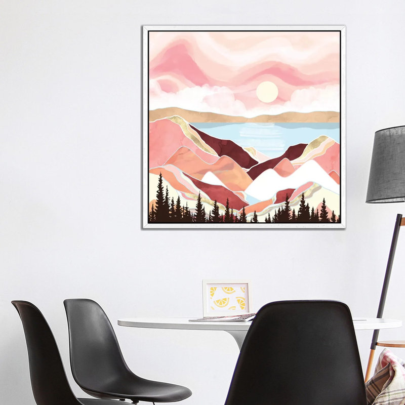 Autumn Lake Sunrise - Print on Canvas, White Framed, 93.98 cm H x 93.98 cm W