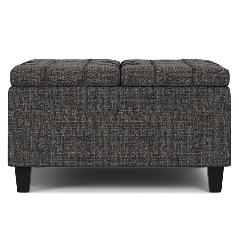 Ebony Tweed Tufted Square Storage Ottoman Coffee Table