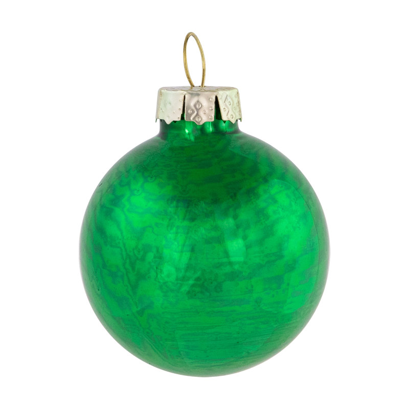 2-Finish Glass Ball Ornaments 1.75" (45mm), Green