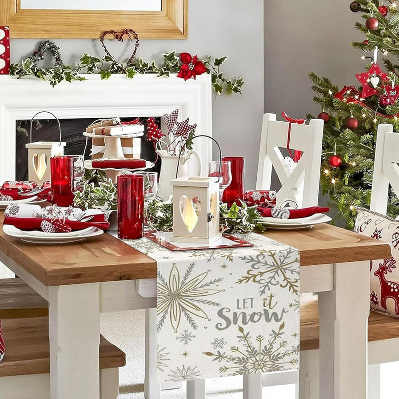 Chemin de table de Noël flocon de neige, chemin de table Chriatmas Decorations
