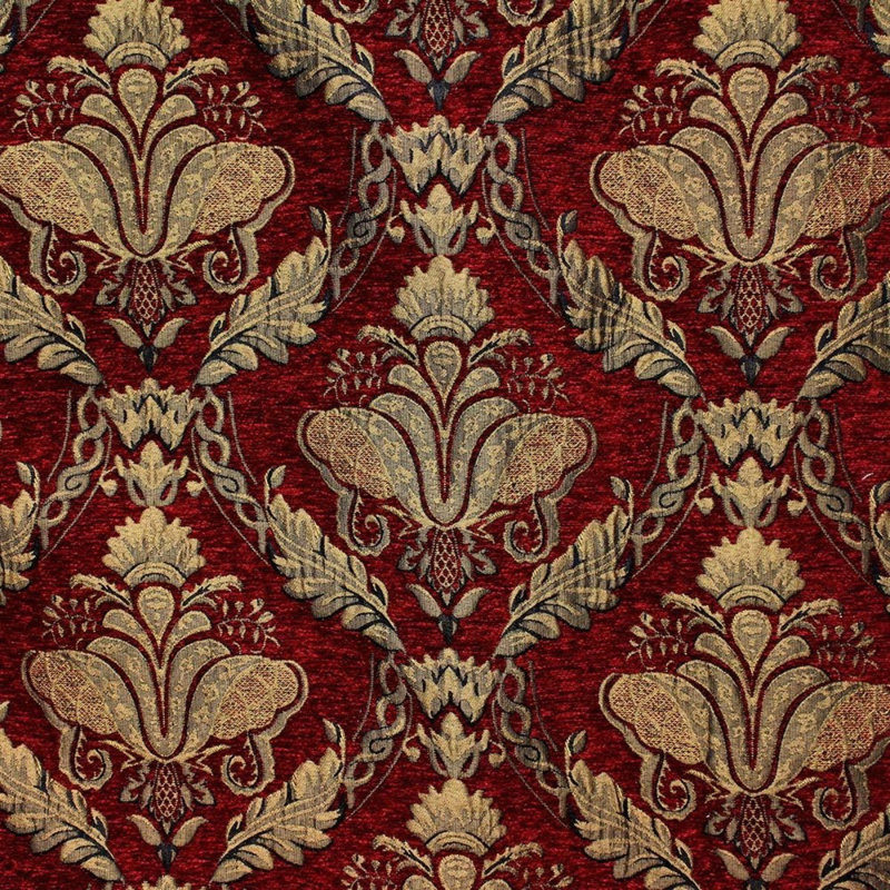 Throw Bed Runner– Embroidered Damask Jacquard Burgundy (Red, 130 X 170Cm)