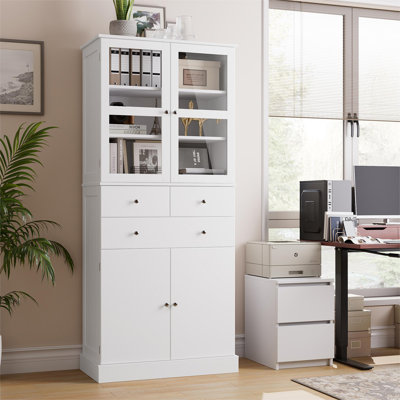 Armoire de rangement pour bureau H 71 po, 5 tablettes et 3 tiroirs Dillion