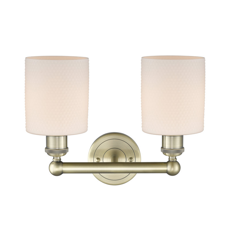 2 - Light Dimmable Vanity Light, Antique Brass, Matte White