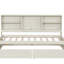 Lit de jour simple avec port USB intégré, 2 tiroirs de rangement et tablettes latérales, lit plateforme blanc crème pour enfants et adolescents-117497141