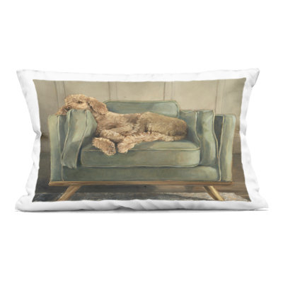 Antique Dog Gazing Up Decorative Printed Throw Pillow, design by Ethan Harper