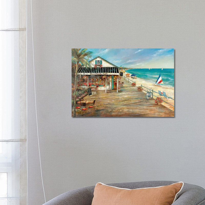 «Boardwalk Café» par Ruane Manning - reproduction d'art, Toile tendue, Aucun mat, H 18 po x l 26 po x P 1,5 po